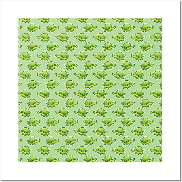 Long Neck Green Turtle Pattern Wall Art by saradaboru